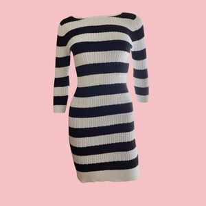 GUESS LOS ANGELES black & white striped sweater dress